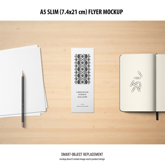 A5 Slim Flyer Mockup Psd
