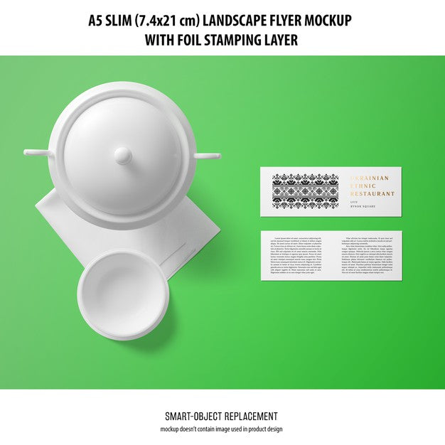 A5 Slim Landscape Flyer Mockup Psd