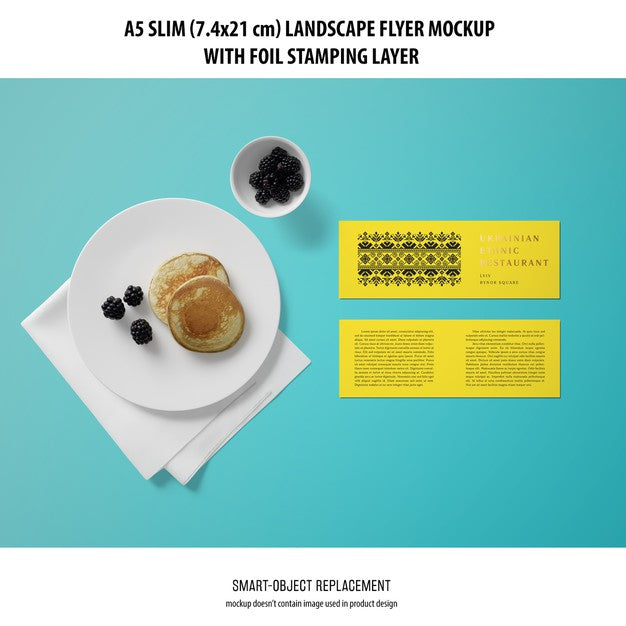 A5 Slim Landscape Flyer Mockup Psd