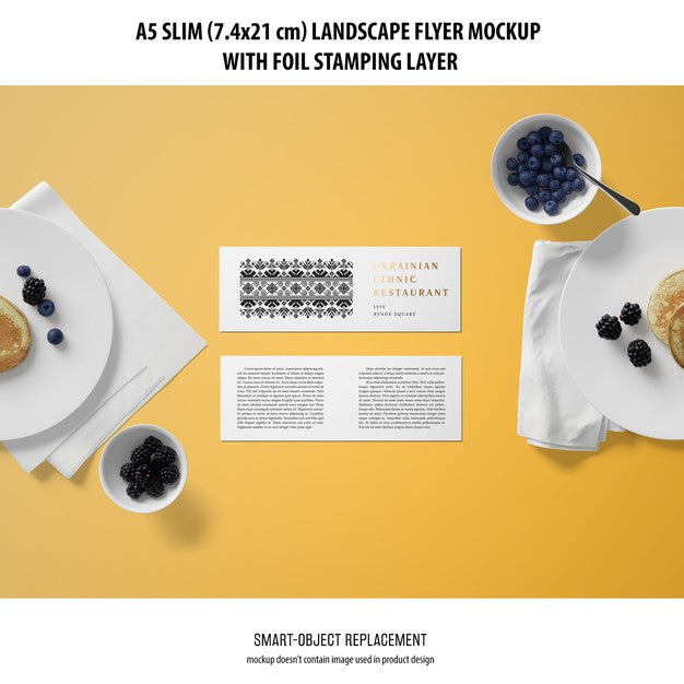 A5 Slim Landscape Flyer Mockup Psd