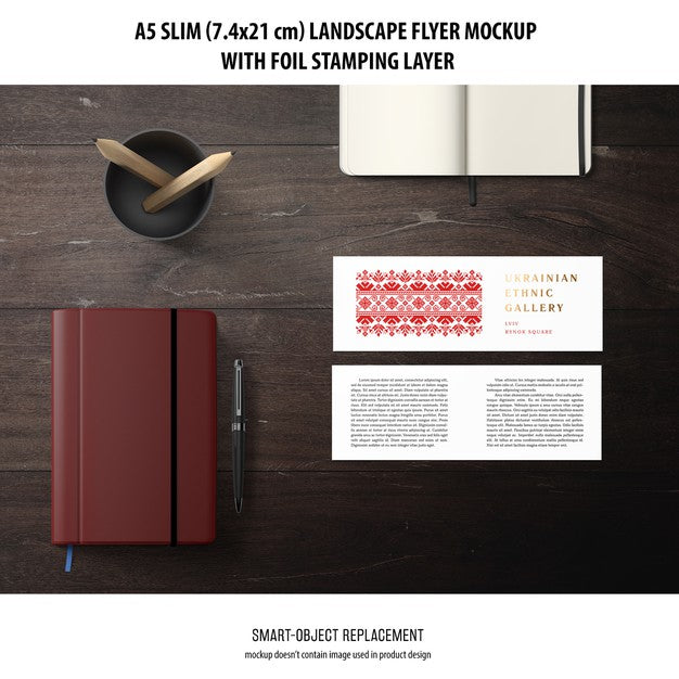 A5 Slim Landscape Flyer Mockup Psd