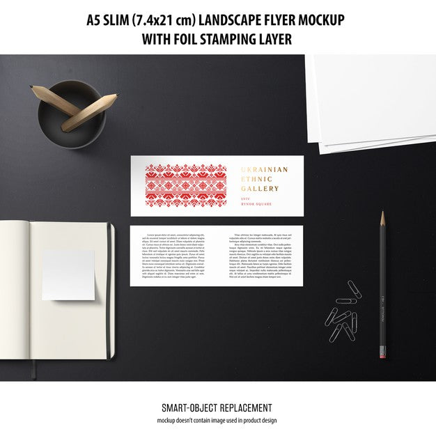 A5 Slim Landscape Flyer Mockup Psd