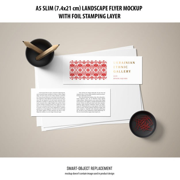 A5 Slim Landscape Flyer Mockup Psd