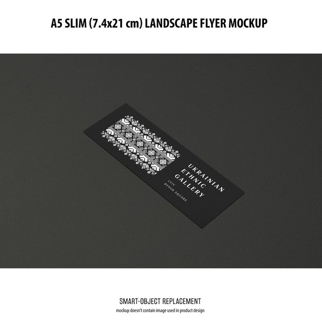 A5 Slim Landscape Flyer Mockup Psd