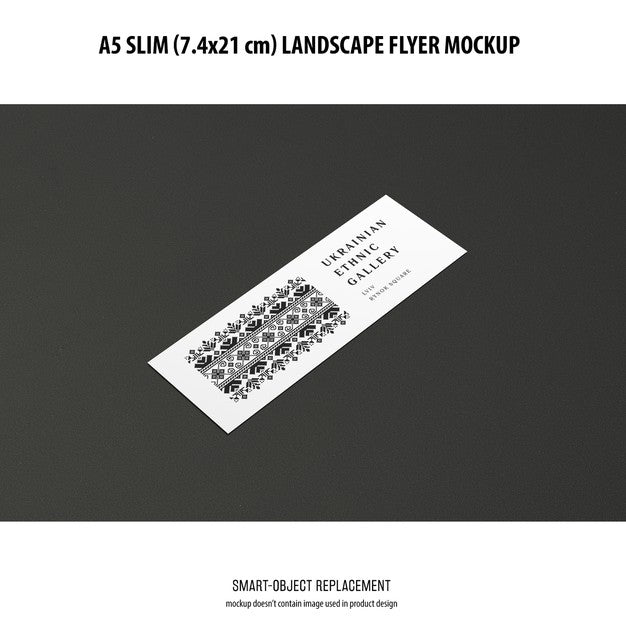 A5 Slim Landscape Flyer Mockup Psd