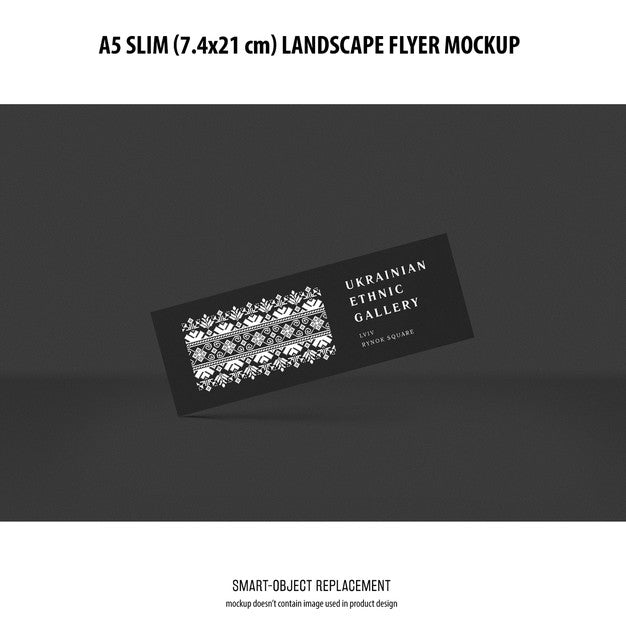 A5 Slim Landscape Flyer Mockup Psd