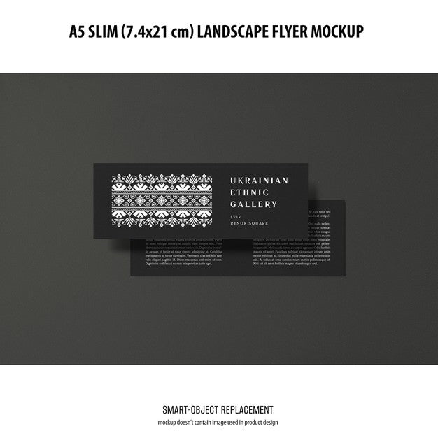A5 Slim Landscape Flyer Mockup Psd