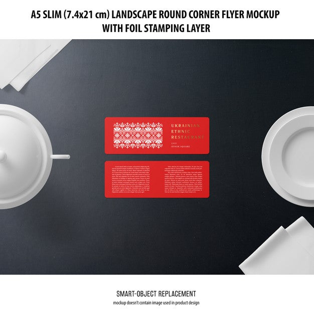 A5 Slim Landscape Flyer Mockup Psd