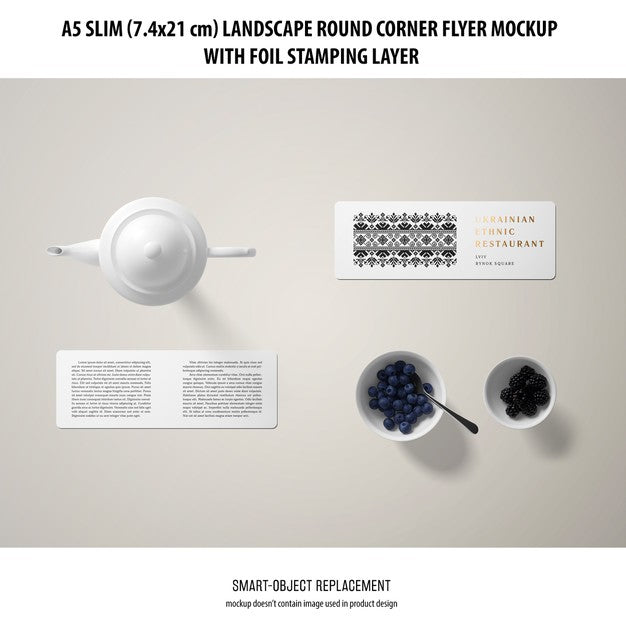 A5 Slim Landscape Flyer Mockup Psd