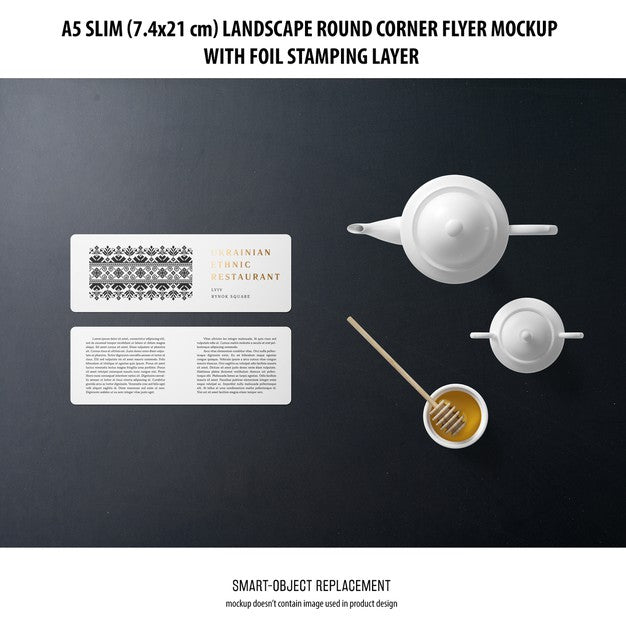 A5 Slim Landscape Flyer Mockup Psd