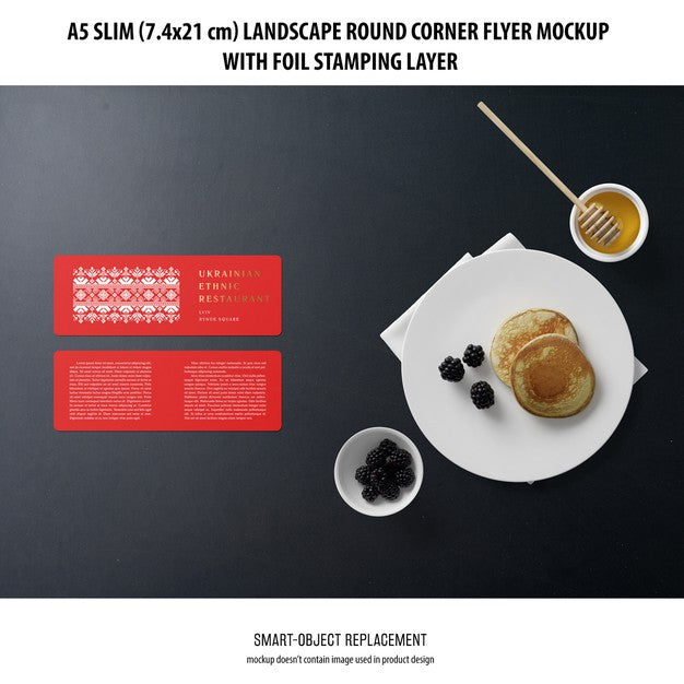 A5 Slim Landscape Flyer Mockup Psd