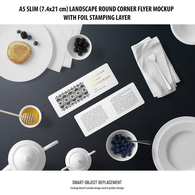 A5 Slim Landscape Flyer Mockup Psd