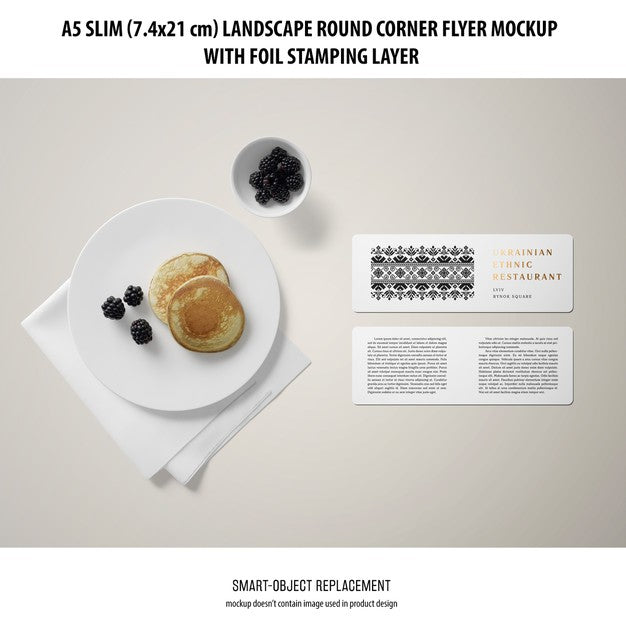 A5 Slim Landscape Flyer Mockup Psd