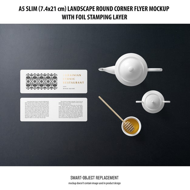 A5 Slim Landscape Flyer Mockup Psd