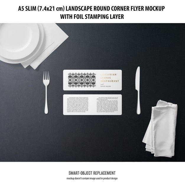 A5 Slim Landscape Flyer Mockup Psd