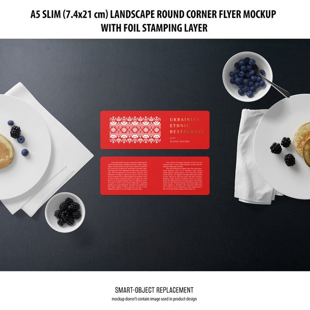 A5 Slim Landscape Flyer Mockup Psd