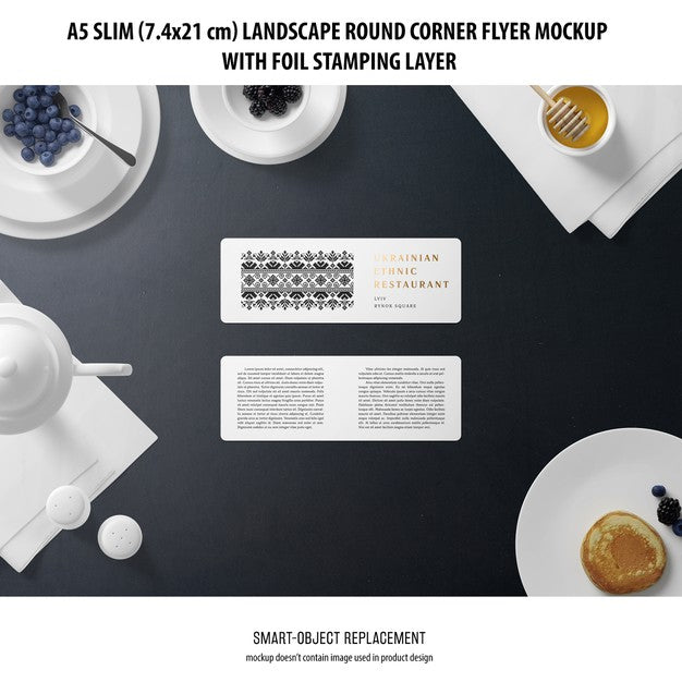 A5 Slim Landscape Flyer Mockup Psd