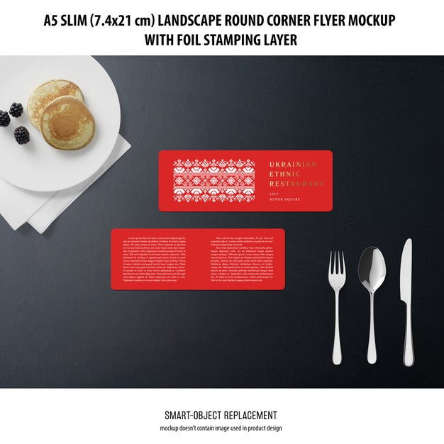 A5 Slim Landscape Flyer Mockup Psd