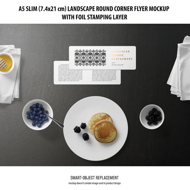 A5 Slim Landscape Flyer Mockup Psd