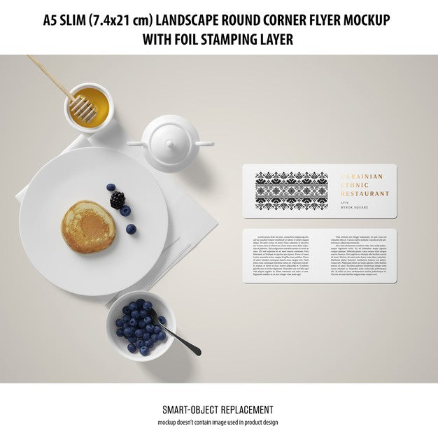 A5 Slim Landscape Flyer Mockup Psd