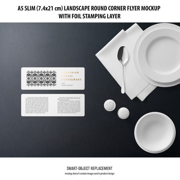 A5 Slim Landscape Flyer Mockup Psd