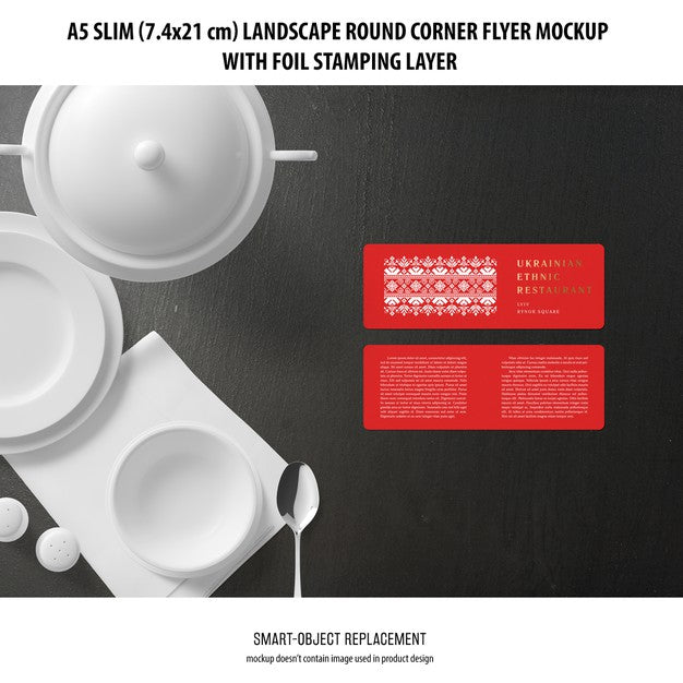 A5 Slim Landscape Flyer Mockup Psd