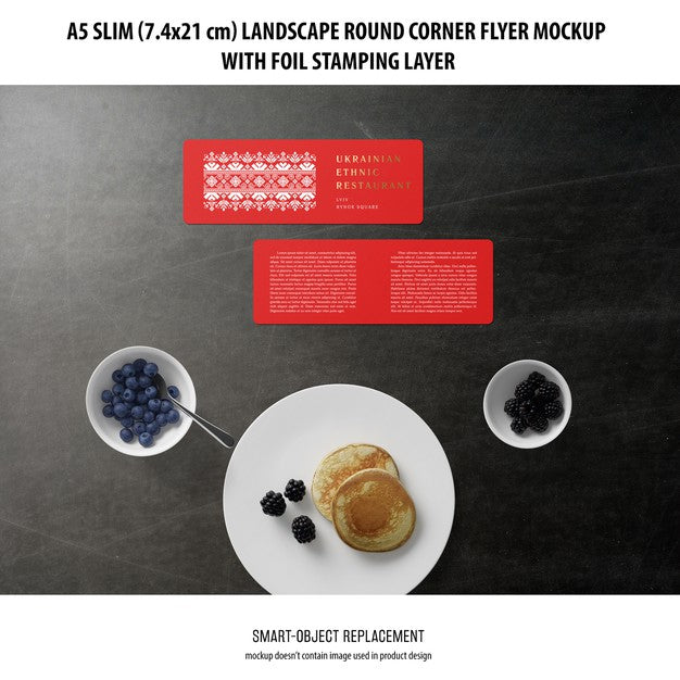 A5 Slim Landscape Flyer Mockup Psd