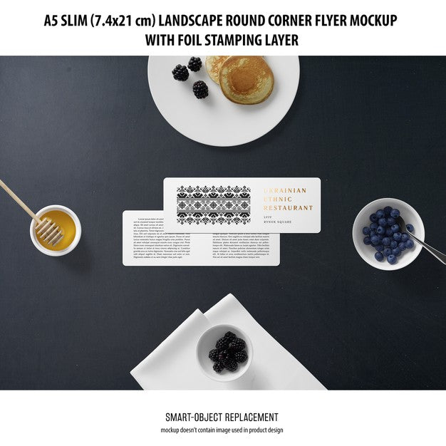 A5 Slim Landscape Flyer Mockup Psd