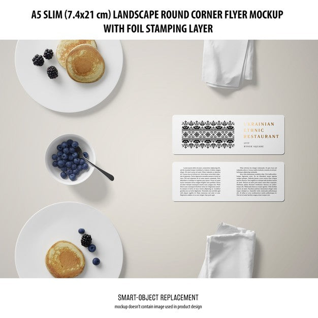 A5 Slim Landscape Flyer Mockup Psd