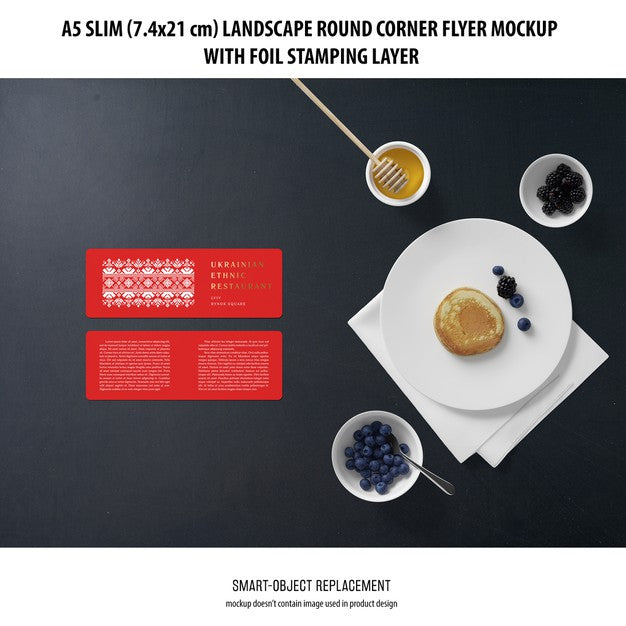 A5 Slim Landscape Flyer Mockup Psd