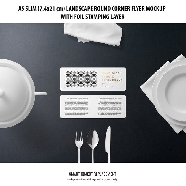 A5 Slim Landscape Flyer Mockup Psd