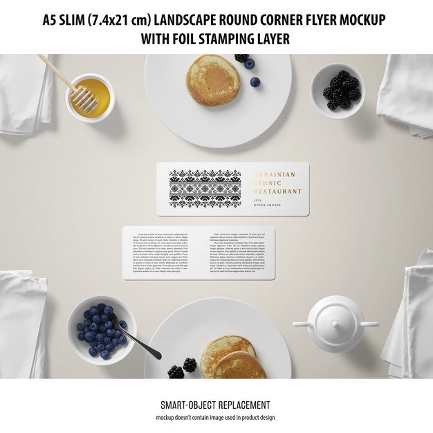 A5 Slim Landscape Flyer Mockup Psd