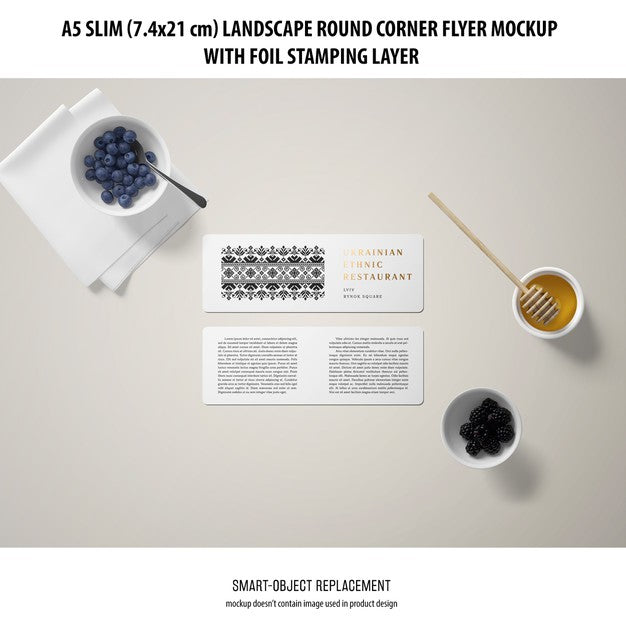 A5 Slim Landscape Flyer Mockup Psd