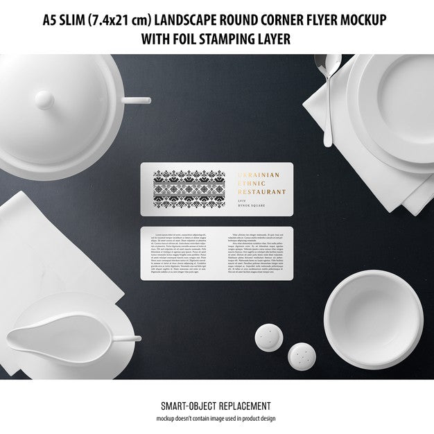 A5 Slim Landscape Flyer Mockup Psd