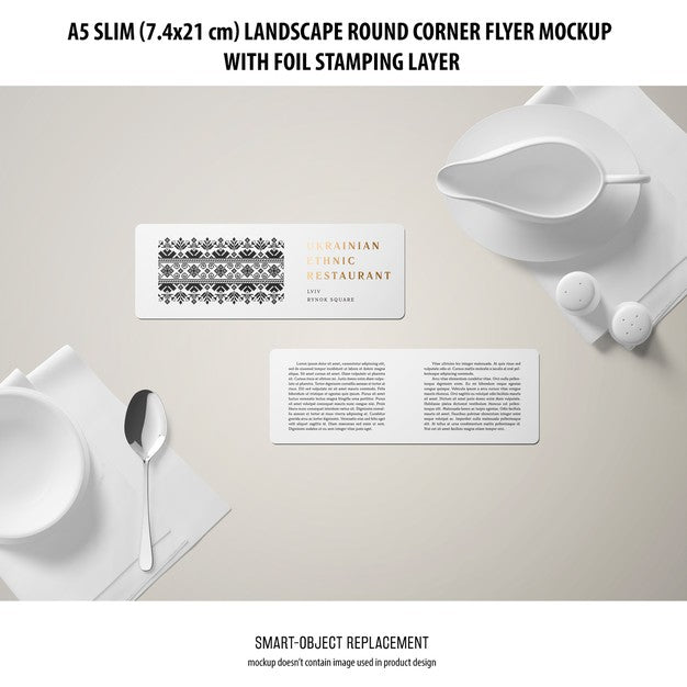 A5 Slim Landscape Flyer Mockup Psd