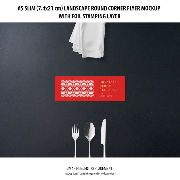 A5 Slim Landscape Flyer Mockup Psd