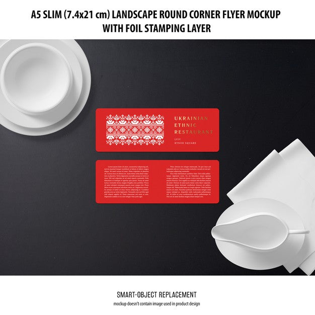 A5 Slim Landscape Flyer Mockup Psd