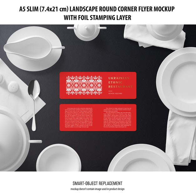 A5 Slim Landscape Flyer Mockup Psd