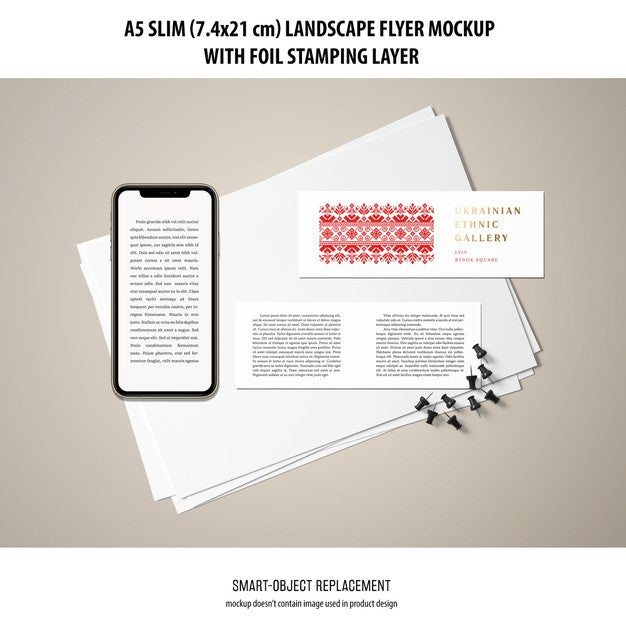 A5 Slim Landscape Flyer Mockup Psd