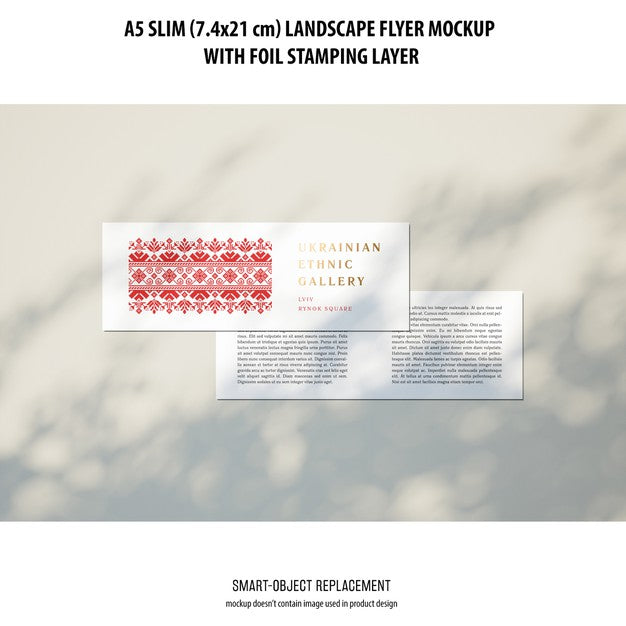 A5 Slim Landscape Flyer Mockup Psd