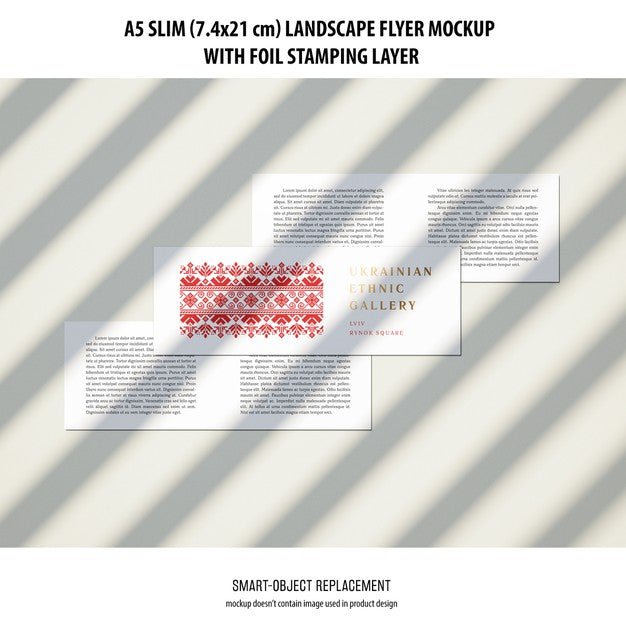 A5 Slim Landscape Flyer Mockup Psd
