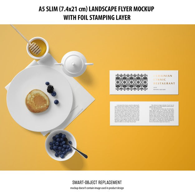 A5 Slim Landscape Flyer Mockup Psd