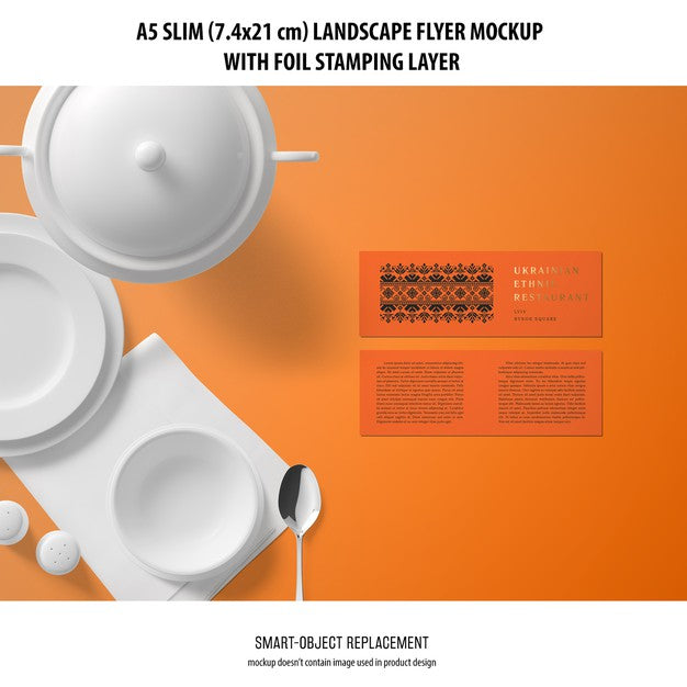A5 Slim Landscape Flyer Mockup Psd