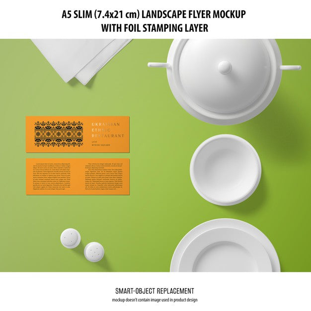 A5 Slim Landscape Flyer Mockup Psd