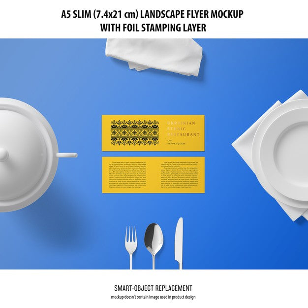 A5 Slim Landscape Flyer Mockup Psd