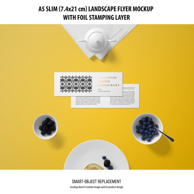 A5 Slim Landscape Flyer Mockup Psd