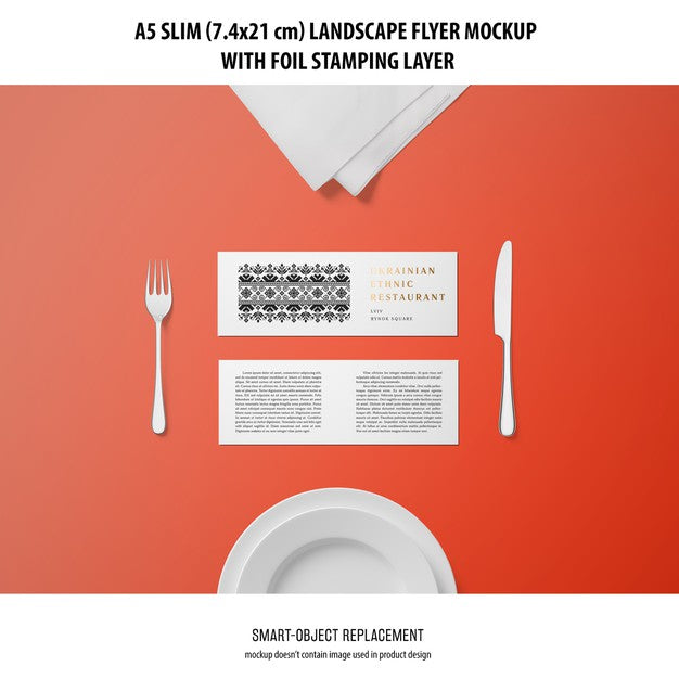 A5 Slim Landscape Flyer Mockup Psd