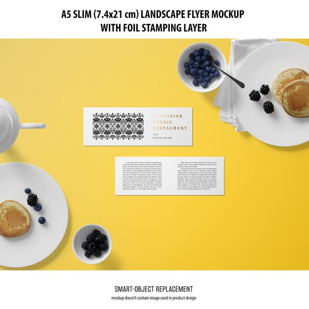 A5 Slim Landscape Flyer Mockup Psd