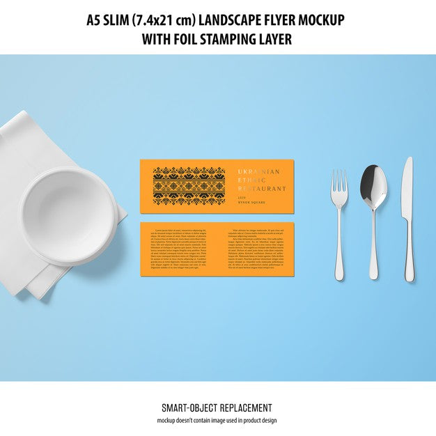 A5 Slim Landscape Flyer Mockup Psd