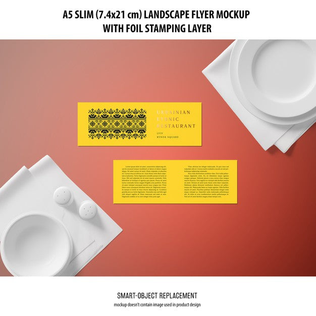 A5 Slim Landscape Flyer Mockup Psd